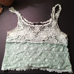 Blue Lace Crop Top